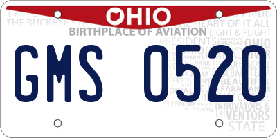 OH license plate GMS0520