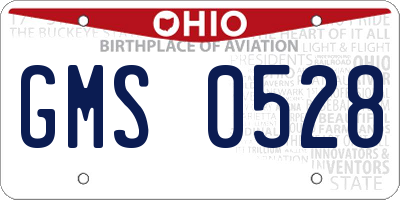 OH license plate GMS0528