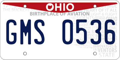 OH license plate GMS0536