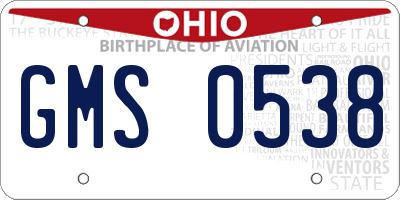 OH license plate GMS0538