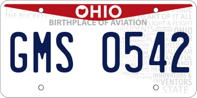 OH license plate GMS0542