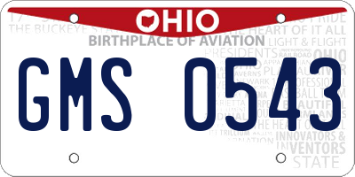 OH license plate GMS0543