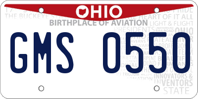 OH license plate GMS0550