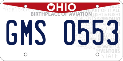 OH license plate GMS0553
