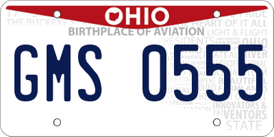 OH license plate GMS0555