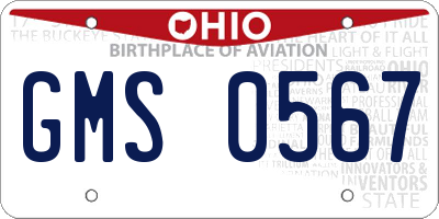 OH license plate GMS0567