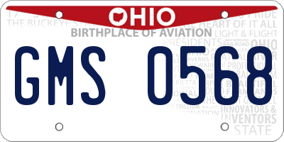 OH license plate GMS0568