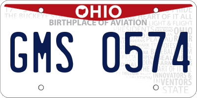 OH license plate GMS0574