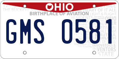OH license plate GMS0581