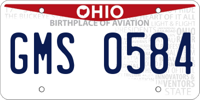 OH license plate GMS0584