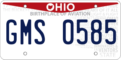 OH license plate GMS0585