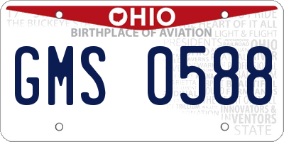 OH license plate GMS0588