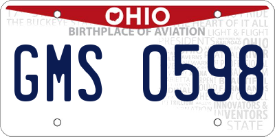 OH license plate GMS0598
