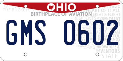 OH license plate GMS0602