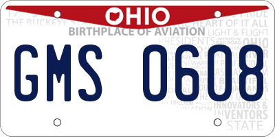 OH license plate GMS0608