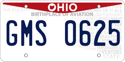 OH license plate GMS0625
