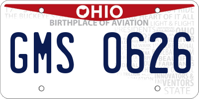 OH license plate GMS0626