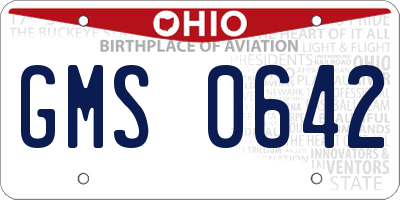 OH license plate GMS0642