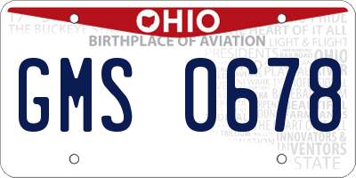 OH license plate GMS0678
