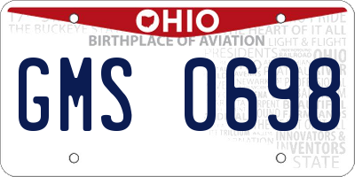 OH license plate GMS0698