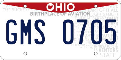 OH license plate GMS0705
