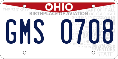 OH license plate GMS0708