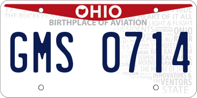 OH license plate GMS0714