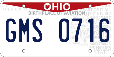 OH license plate GMS0716
