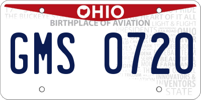 OH license plate GMS0720