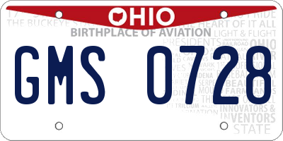 OH license plate GMS0728