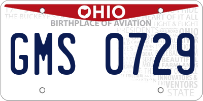 OH license plate GMS0729