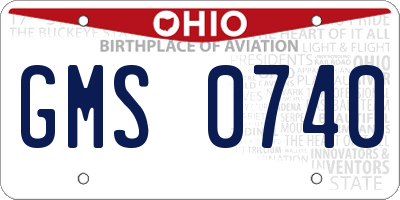 OH license plate GMS0740