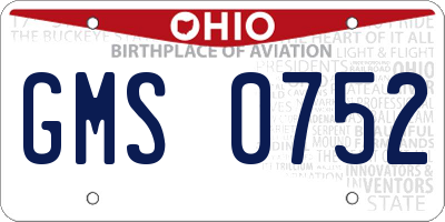 OH license plate GMS0752