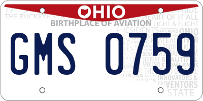 OH license plate GMS0759