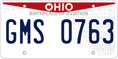OH license plate GMS0763