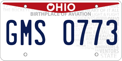 OH license plate GMS0773