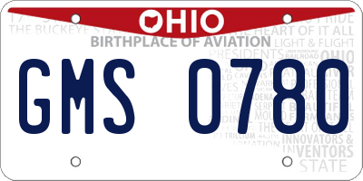 OH license plate GMS0780