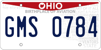 OH license plate GMS0784