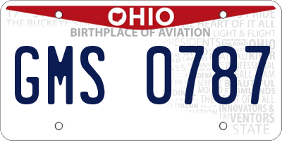 OH license plate GMS0787