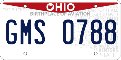 OH license plate GMS0788