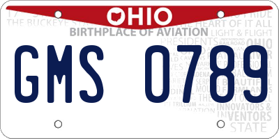 OH license plate GMS0789