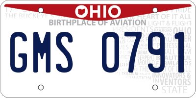 OH license plate GMS0791