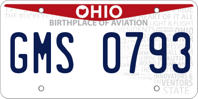 OH license plate GMS0793
