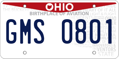 OH license plate GMS0801