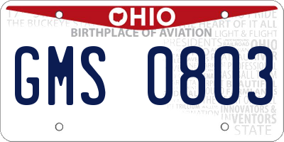 OH license plate GMS0803