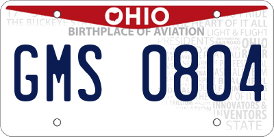 OH license plate GMS0804