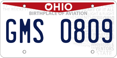OH license plate GMS0809
