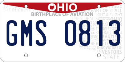 OH license plate GMS0813