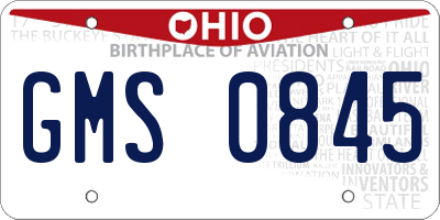OH license plate GMS0845