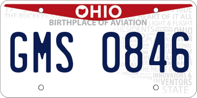 OH license plate GMS0846